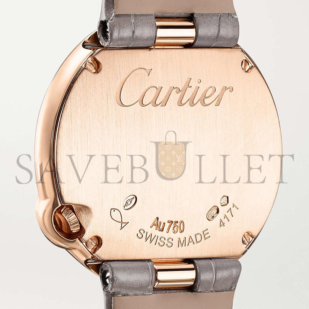 ca*t*er ballon blanc de ca*t*er 30mm 18-karat rose gold, alligator and Di*m*nd watch wjbl0008